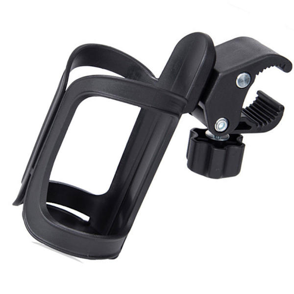 En sort barnevogns-drikkeholder, universal cykelholder