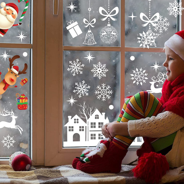 Christmas Window Clings Snowflake Reindeer Santa Claus Elf