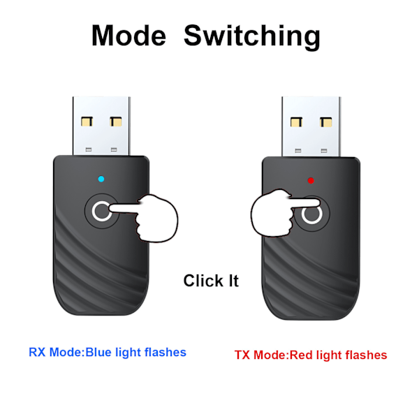 Bluetooth USB-adapter, 5.0 trådlös 3-i-1 USB-sändare