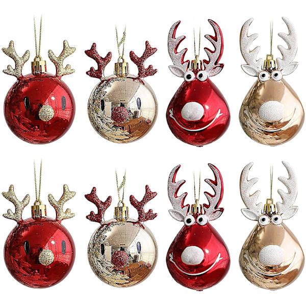 Lot de 8 boules de Noël incassables pour sapin de Noël -