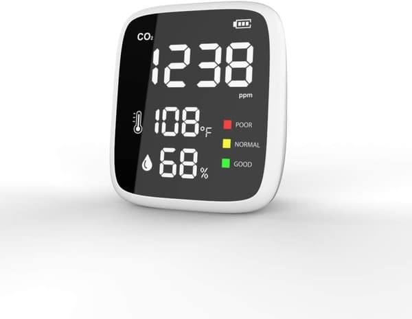 Mini CO2-detektor (hvid og sort) håndholdt CO2-måler 400-5000 ppm