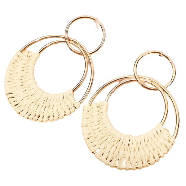 Rattanvävda örhängen Sommar Raffia dinglande örhängen för kvinnor