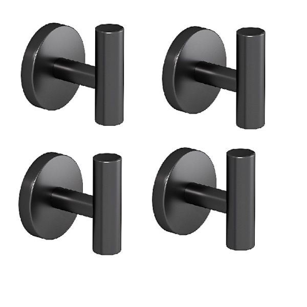 Command Lättanvända Självhäftande Väggmonterade Krokar, Rostfritt Stål Matt Svart, (4-pack)