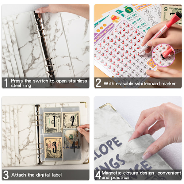 100 Kuvert Pengar Sparutmaning Flipchart med 100 Tydliga Kontantkuvert A5 Pengar Sparutmaning Flipchart Blue