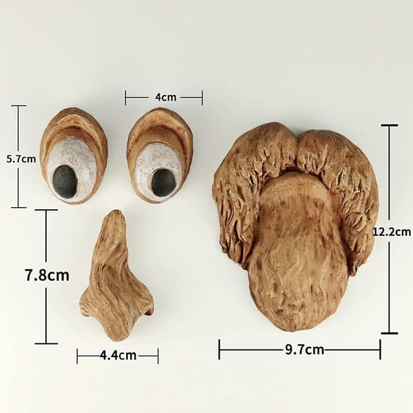 3D trädansikte gammal man dekoration, trädgårdsdekoration (A)