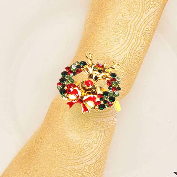 Servietringe til juletræ, sød mini servietring til borddækning, vinter servietspænderholder til Thanksgiving, jul, familiesammenkomst, style 4
