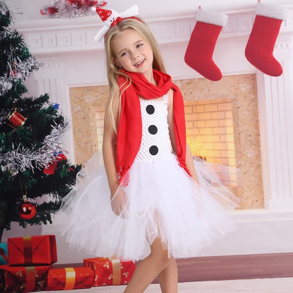 Barnkläder Jul snögubbe barnkostym Frozen Xuebao cosplay flickklänning 90cm