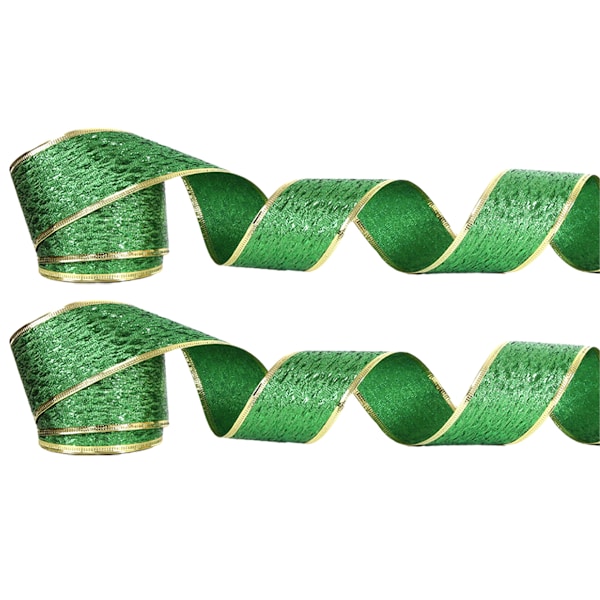 St Patrick's Day Green Glitter Wired Ribbon for Gift Wrapping,