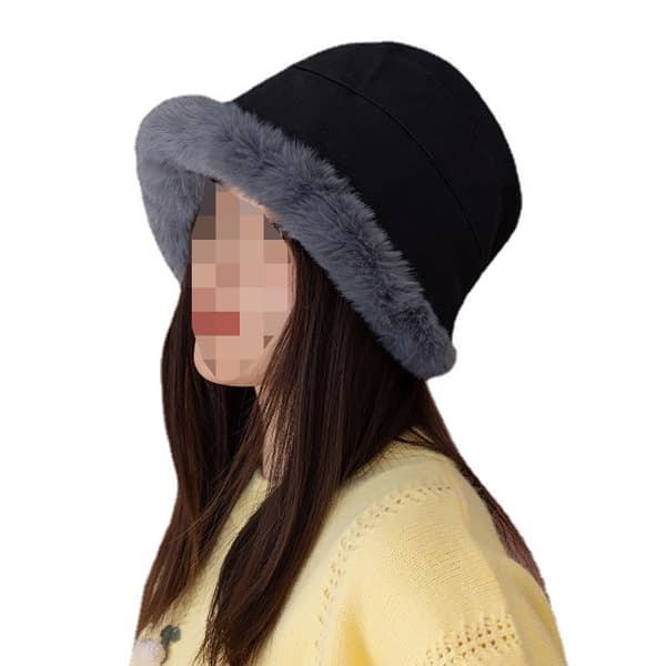 Dam Vinter Fusk Mocka Päls Bucket Hatt