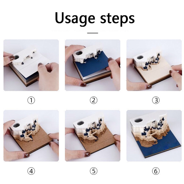 3D Konst Veckokalender Memoblock, Tidsur Snideri Konst DIY Kreativa Klisterlappar Anteckningsblock Style 1