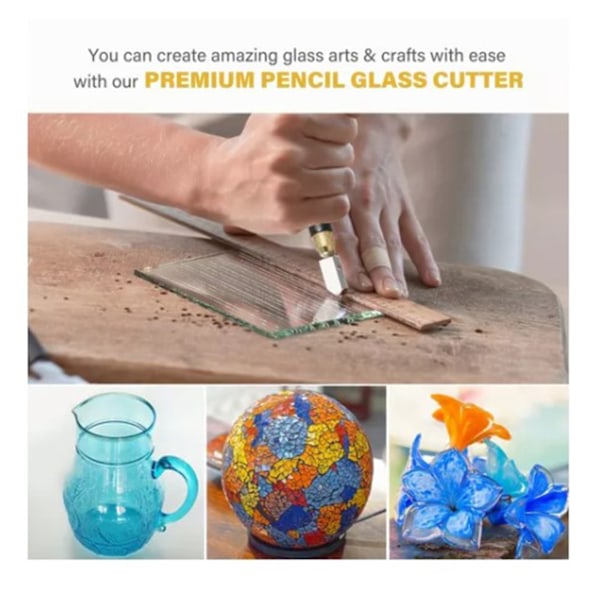 Glasskärare för spegelskärning med utbytbart C-skärhuvud och halkfritt handtag, ergonomisk design, robust material, skärning av tjockt glas
