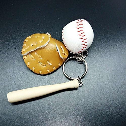 Basebollnyckelring för pojkar i läder för män Inklusive hatt och slagträ