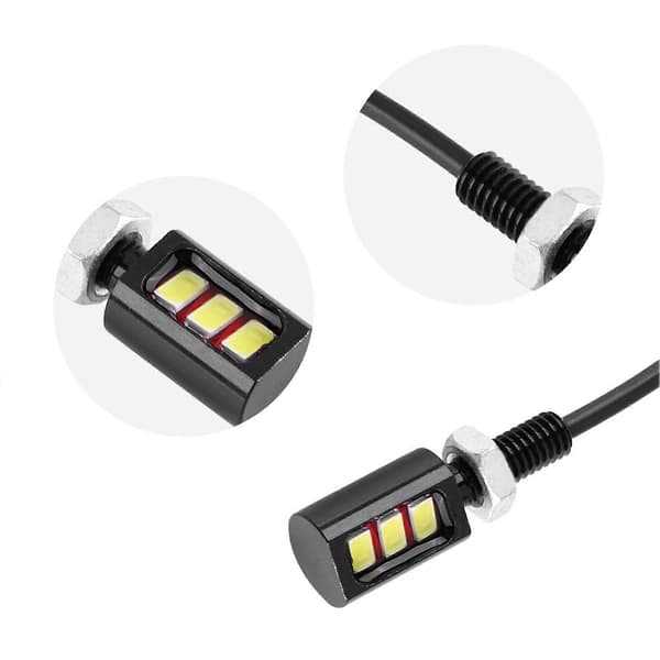 2x 12V Universal Bil Motorcykel Nummerplade Skrue Bolt Lys Lampe Hvid LED