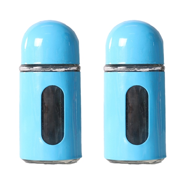 Salt- och pepparskakare i glas med justerbara hällhål blue