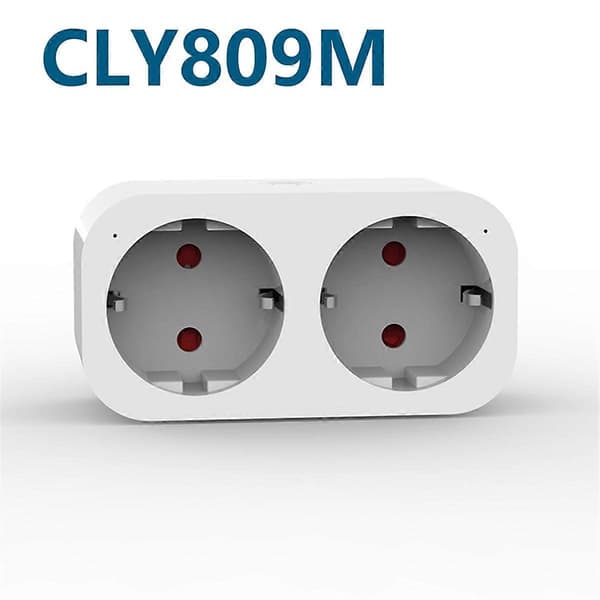TUYA Smart Wifi Dobbel Plugg 16A 2-i-1 Stikkontakt Bryter Smart Hjem Tidsstyring APP Stemmestyring Fungerer CLY809M EU Plugg