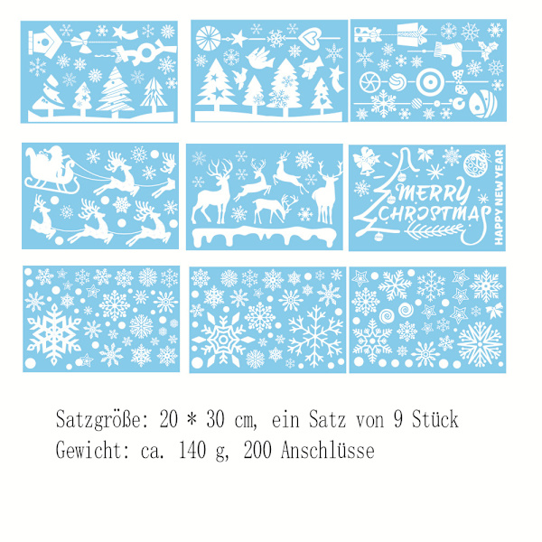 Pack of 197 Window Stickers Christmas Window Decorations