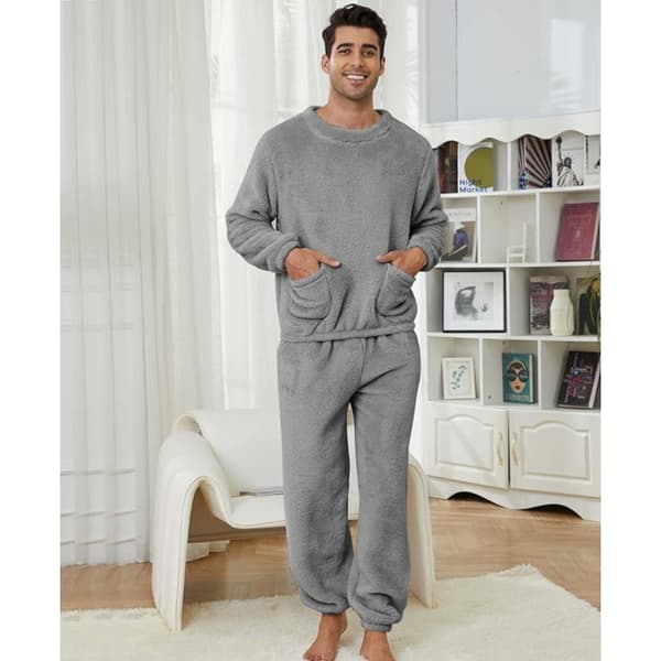 Pitkä fleece-pyjama-setti, unisex, lämmin vapaa-ajan asu