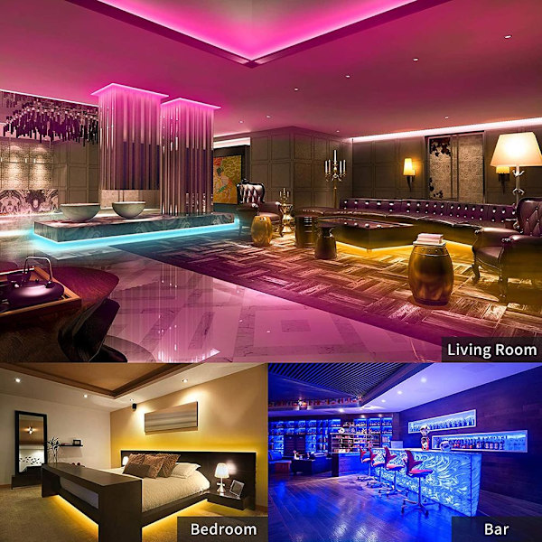 LED-TV-bakgrundsbelysning med APP-kontroll 5M USB LED-remsljus Musik