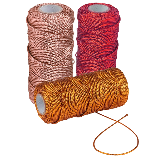 3 Rolls Metallic Elastic Cords Stretch Cord Ribbon Metallic