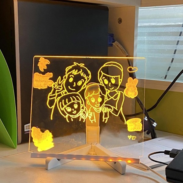 Lysande Akrylmarkörtavla, LED-anteckningstavla med färger, med 7-färgs pennlampa Klar Skrivbordsanteckning Memotavla, LED-meddelandetavla Style 2