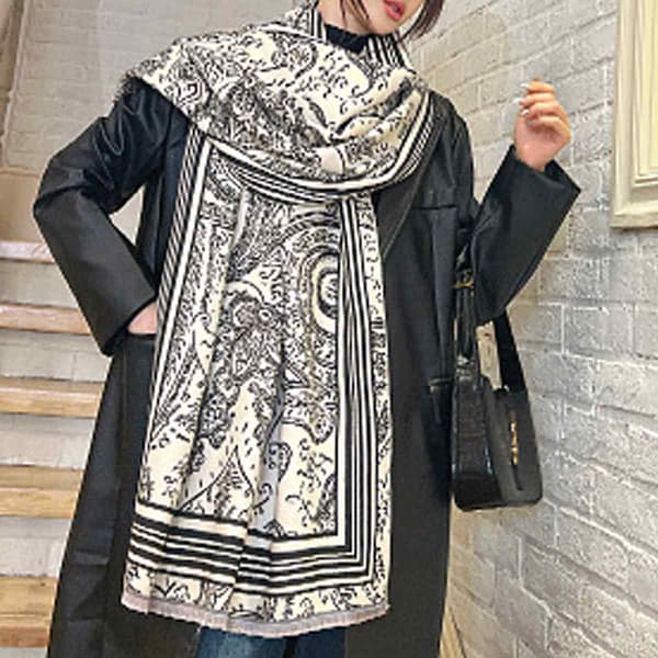 Trykt sjal for kvinner, myk og varm poncho-kappe, åpen front, pleddsjal, overdimensjonert