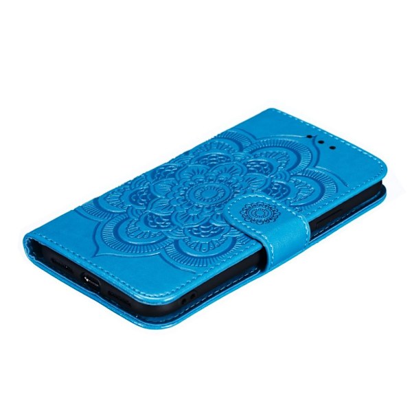 iPhone X/Xs - Mandala Läder Fodral - Blå Blue Blå