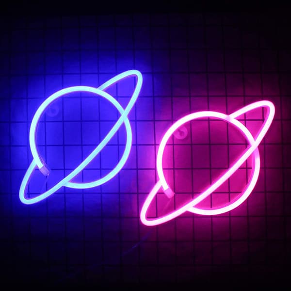 1 stk. Planetformet Neon LED Lys, Neon Skilt Vægslys, Blå
