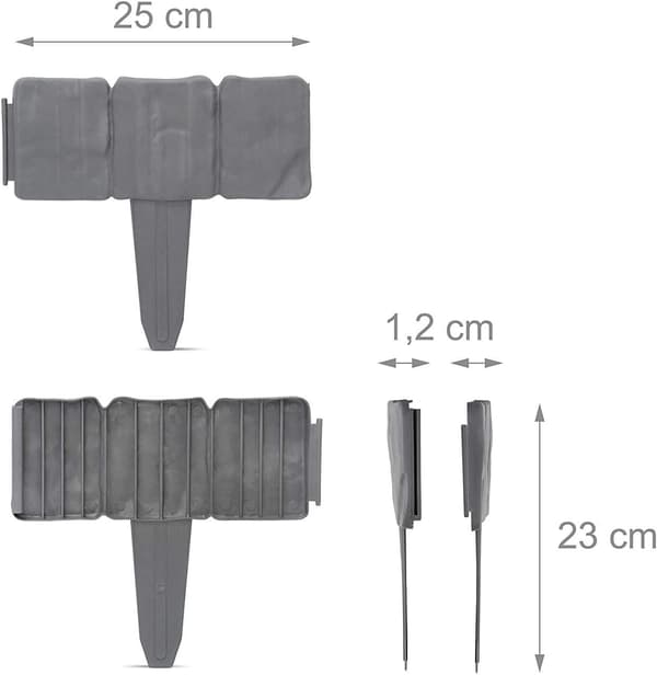 Pakke med 10 - Kantafgrænsning til haven med sten-effekt, modul 25 x 10 CM - Grå
