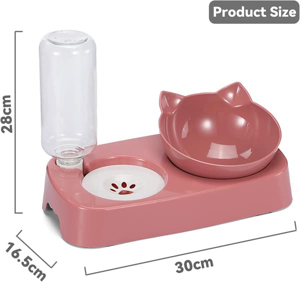 2-i-1 Kattskålar, Kattskål med Automatisk Vattendispenser, Dubbel