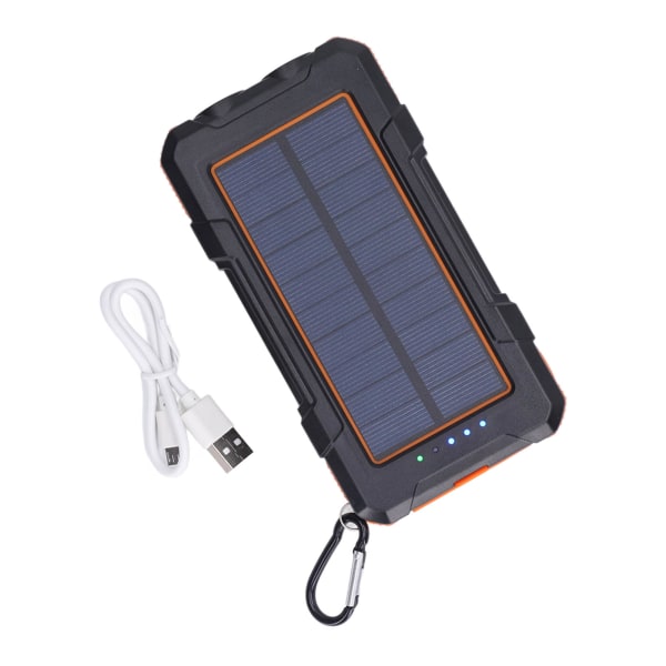 Solar Power Bank ABS 20000mah med 2LED-pärlor Vit ljuskälla Trådlös solladdare för campingresor Orange