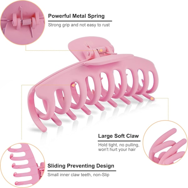 Stora hårklämmor 4 tum halkfria stora klämmor för kvinnor