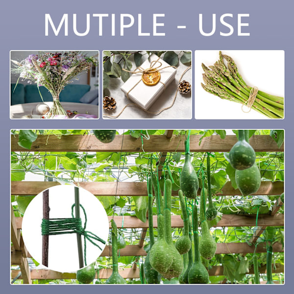 Garden Strong Naturlig Jute Tråd - 2,4 meter lång, 2 mm tjock för trädgårdsarbete, tomatklätterväxter, blomsterhantverk, presentinslagning, förpackning och
