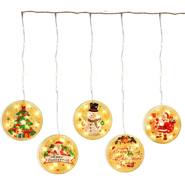 5 Pcs Christmas Window Sucker Light, Decoration Lighted, Scene