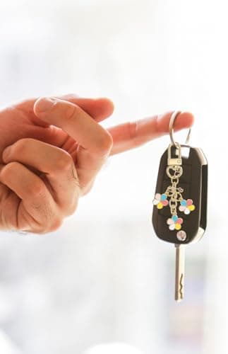 Blomnyckelringberlock, söt emaljerad blommig nyckelringshänge med karbinhake för kvinnor presenter handväska väskor D