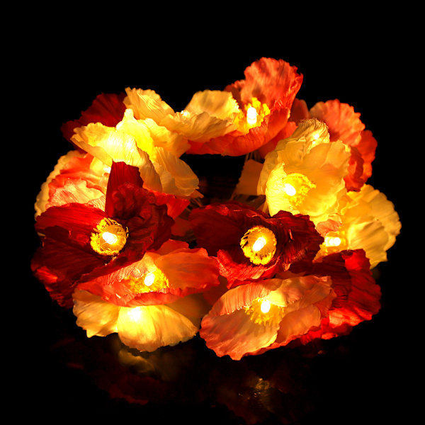 Rosa sidenblommor ljusslinga 20LED batteridriven för bröllopsfestdekoration (3m)
