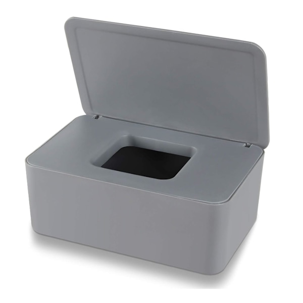 Våtservettsbox, babytorkbox, baby tissue box, våt toalettpappersbox, ansiktsservettsbox, hushålls- och kontorsplast våtservettdispenser med lock Grau