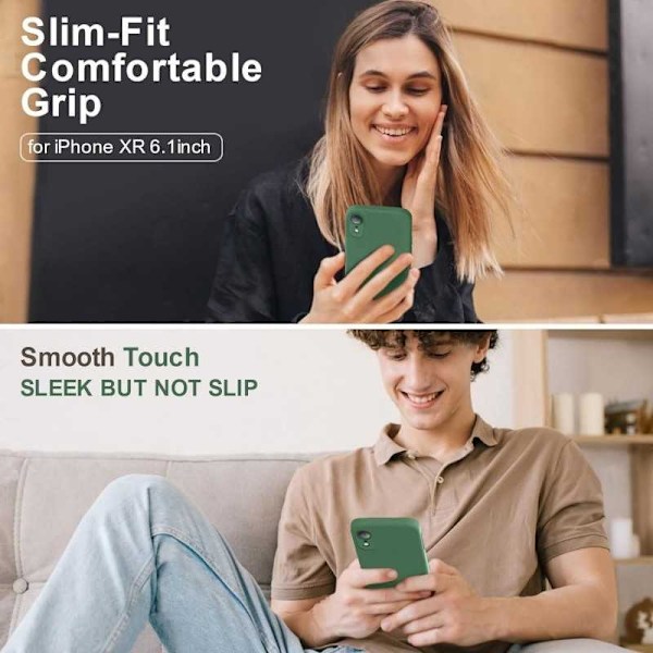 iPhone XR Gummibelagd Mattgrönt Skal Kameraskydd Liquid - Grön