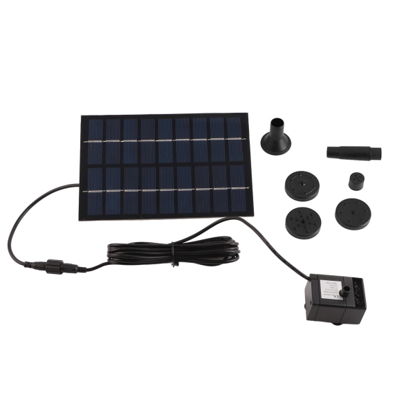 Solpanel-driven vattenfontänpump fiskdamm pool