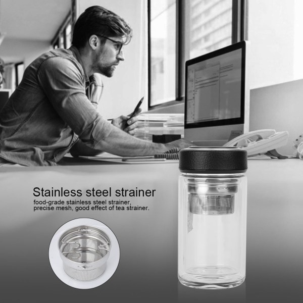 320ML Bärbar Dubbelskiktad Glas Vattenflaska Mug Resmugg