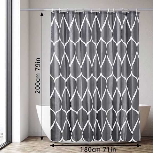 1 kpl harmaa suihkuverho 180x200CM vedenpitävä polyesterikangas Mac