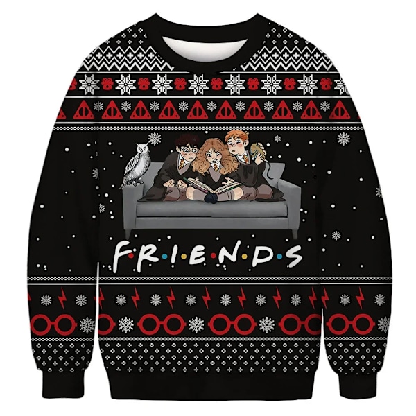 Jul 3d digital utskrift Roligt mönster par rund hals tröja 5xl överdimensionerade män/kvinnor med samma modetrend style 4 4XL style 4 4XL