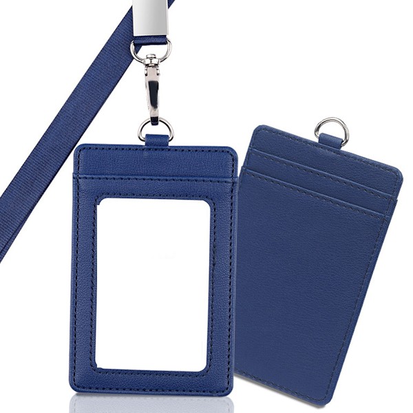 ID-brickahållare Läderbrickahållare ID-hållare för brickor Nyckelring Plånbok ID-korthållare Liten plånbok Kreditkortshållare Framficka Plånbok Elastisk Dark blue