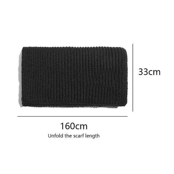 Stickad vintermössa och halsduk för barn, varm stickad mössa Scarf black