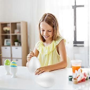 2 stk. Maleegg DIY Påskepynt Solid Skumegg for Barnefestivalhåndverk (Hvit)