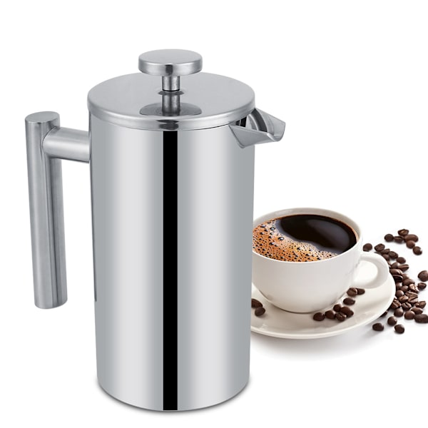 Hushålls Dubbelskikts 304 Rostfritt Stål Handkaffe Tryck