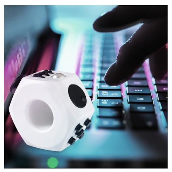 Fidget Rings Toys Pop it Cube Vit+ Svart