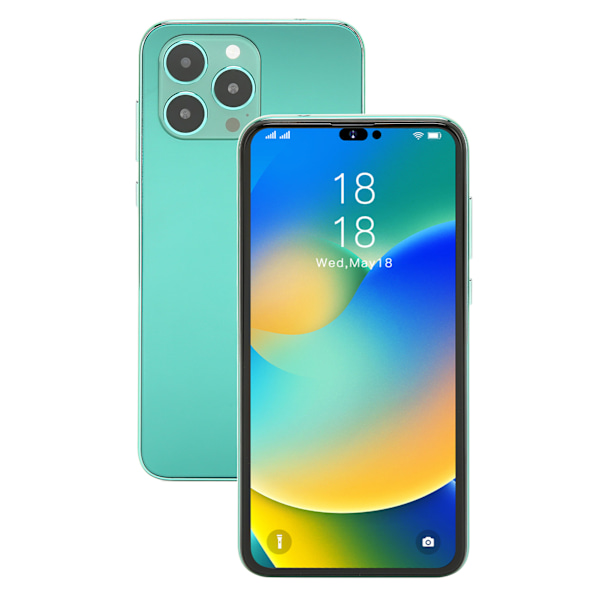 Olåst Smartphone 6,1 tum 4G-nätverk 4GB RAM 64GB ROM Ansiktsupplåsning Mobiltelefon för Android 11 100‑240V Grön EU-kontakt
