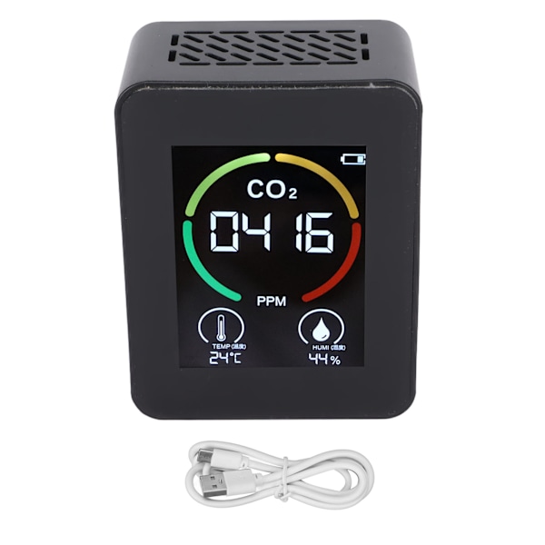 Luftkvalitetsmätare USB Uppladdningsbar Portabel Temperatur- och Fuktighetstestare för CO2-Detektion Klassrum Restauranger