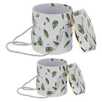 2 st Bärbara Blomsterhandlarhattaskar Presentförpackning Förpackningsaskar Rund Blomomslagsask ()