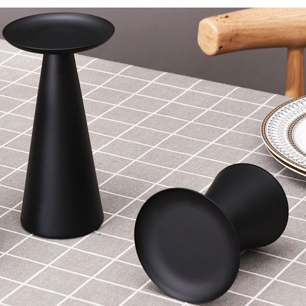 Black Candle Holders Set of 3 - Metal Candle Holders for Pillar